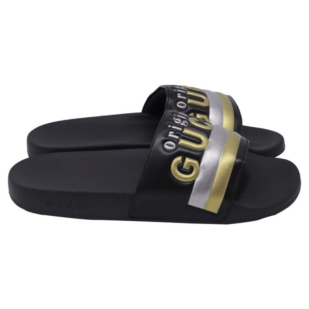 Gucci Dapper Dan Slip On Slides in Black Rubber